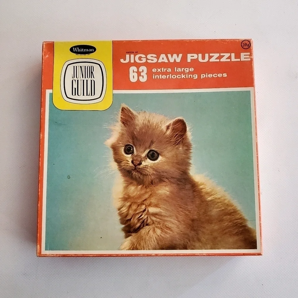 Whitman Junior Guild Jigsaw Puzzles Set of 2 Horse and Cat Themes Vintage